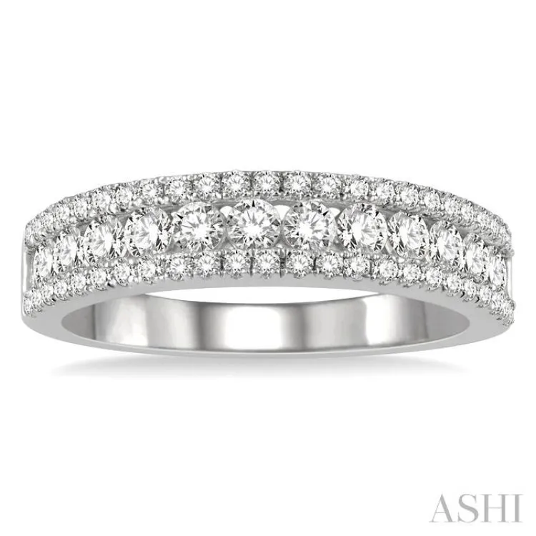 1 ctw Channel Round Cut Diamond Wedding Band in 14K White Gold