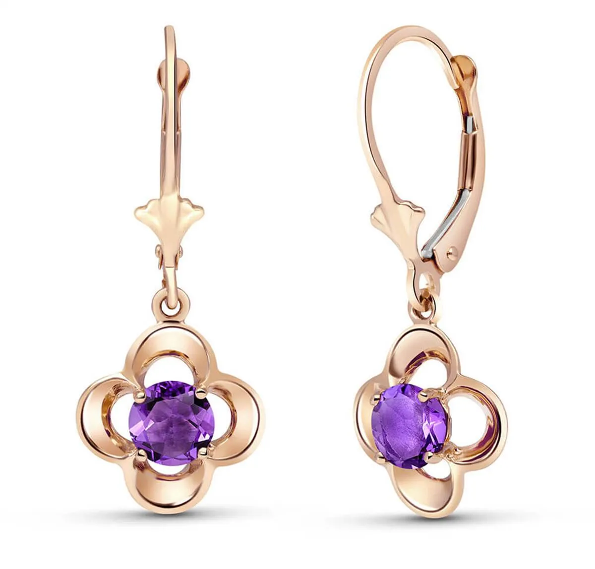 1.1 Carat 14K Solid Rose Gold Amethyst Bloom Earrings