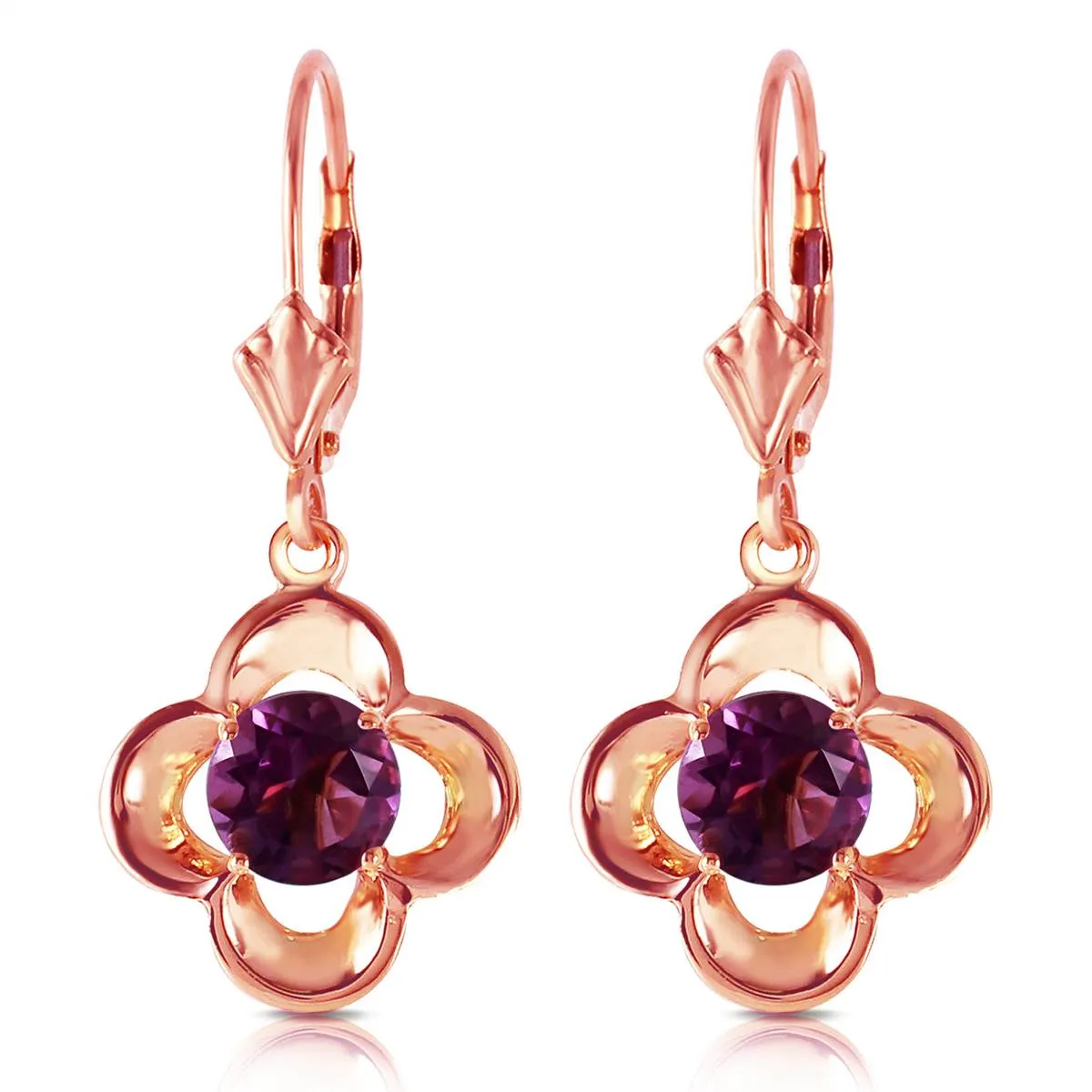 1.1 Carat 14K Solid Rose Gold Amethyst Bloom Earrings