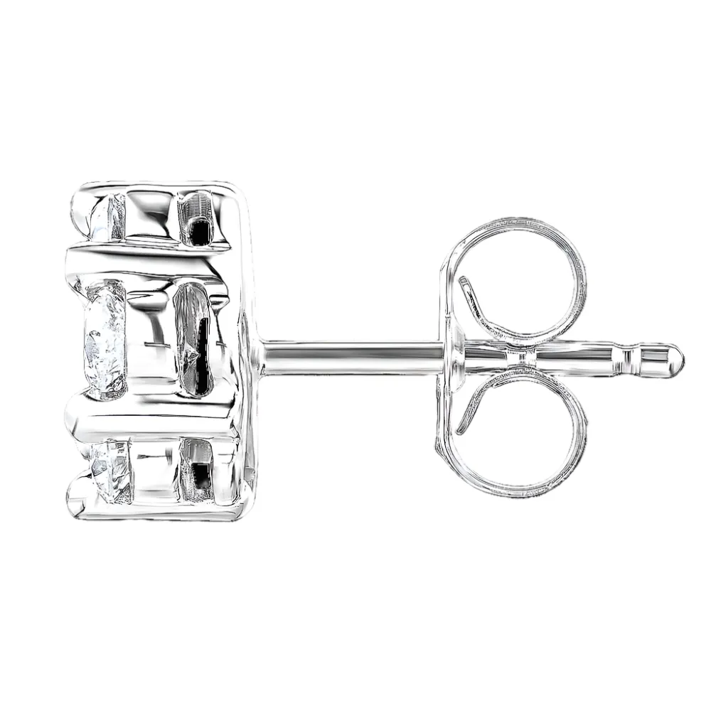1/10ctw Flower Diamond Cluster Stud Earrings