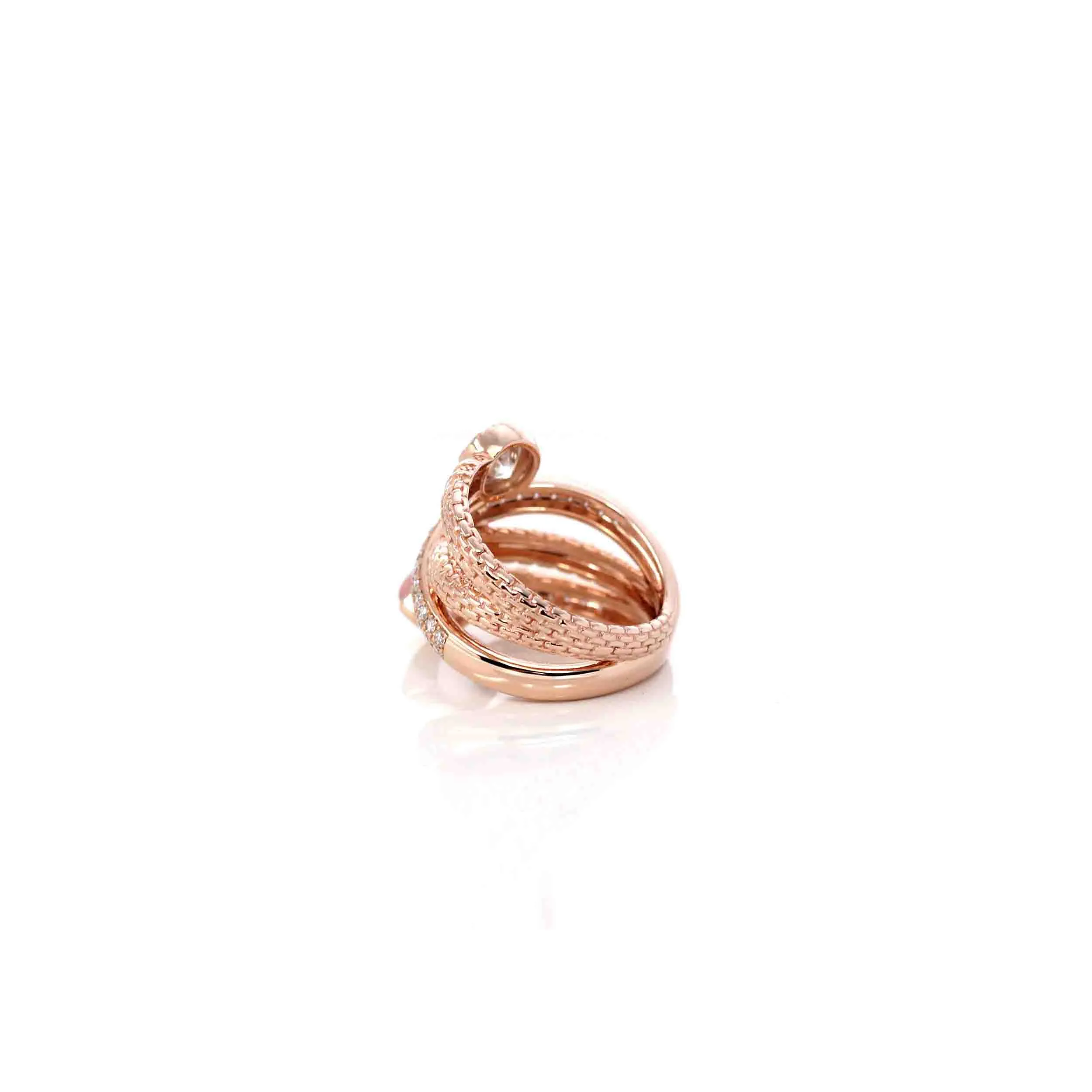 14k Rose Gold, Rose Quartz Ring With Moissanite