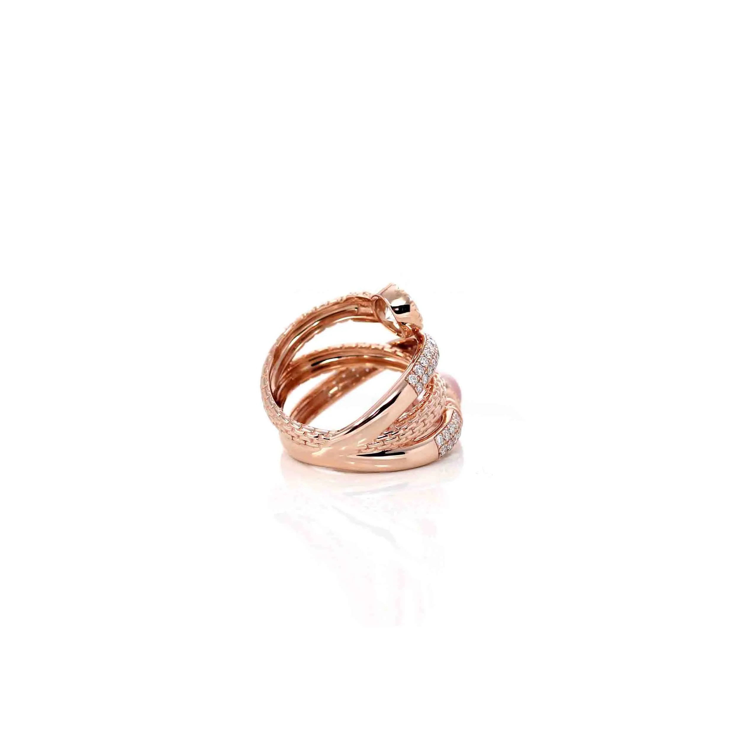 14k Rose Gold, Rose Quartz Ring With Moissanite