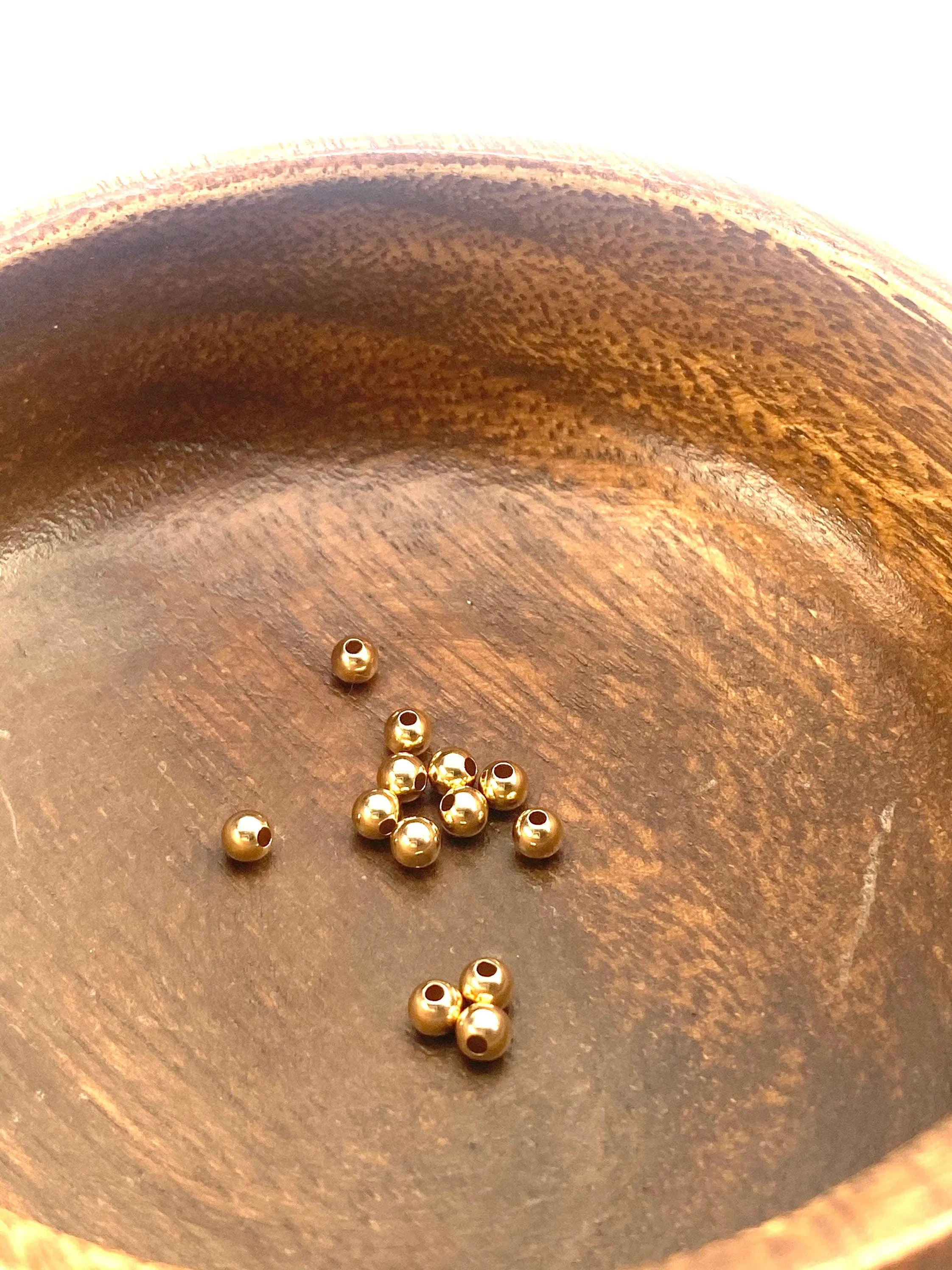 14K Solid Gold 4mm Round Beads, Sku#11-05-7040