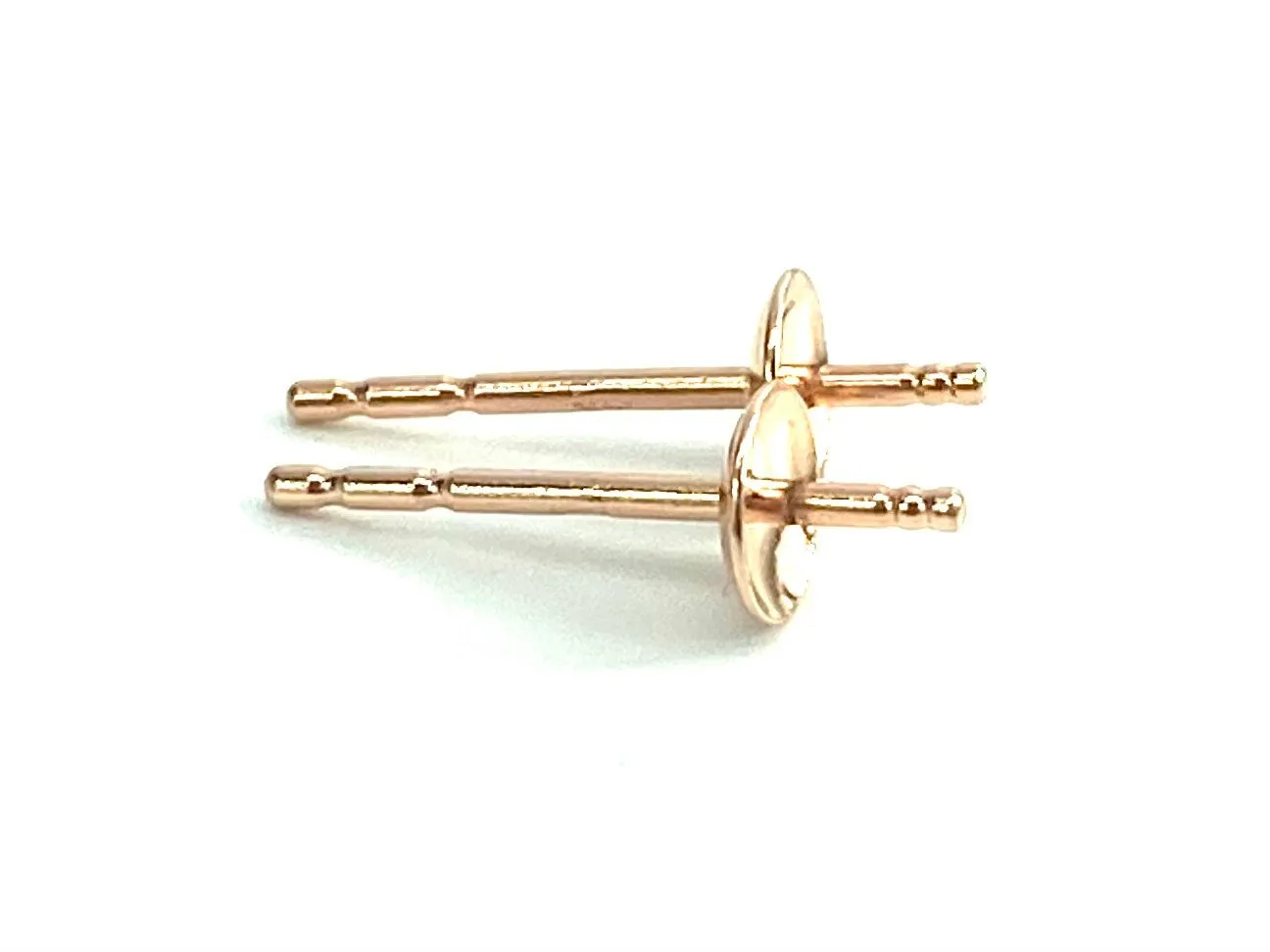 14K Solid Pink Gold Earring Post 4mm Cup