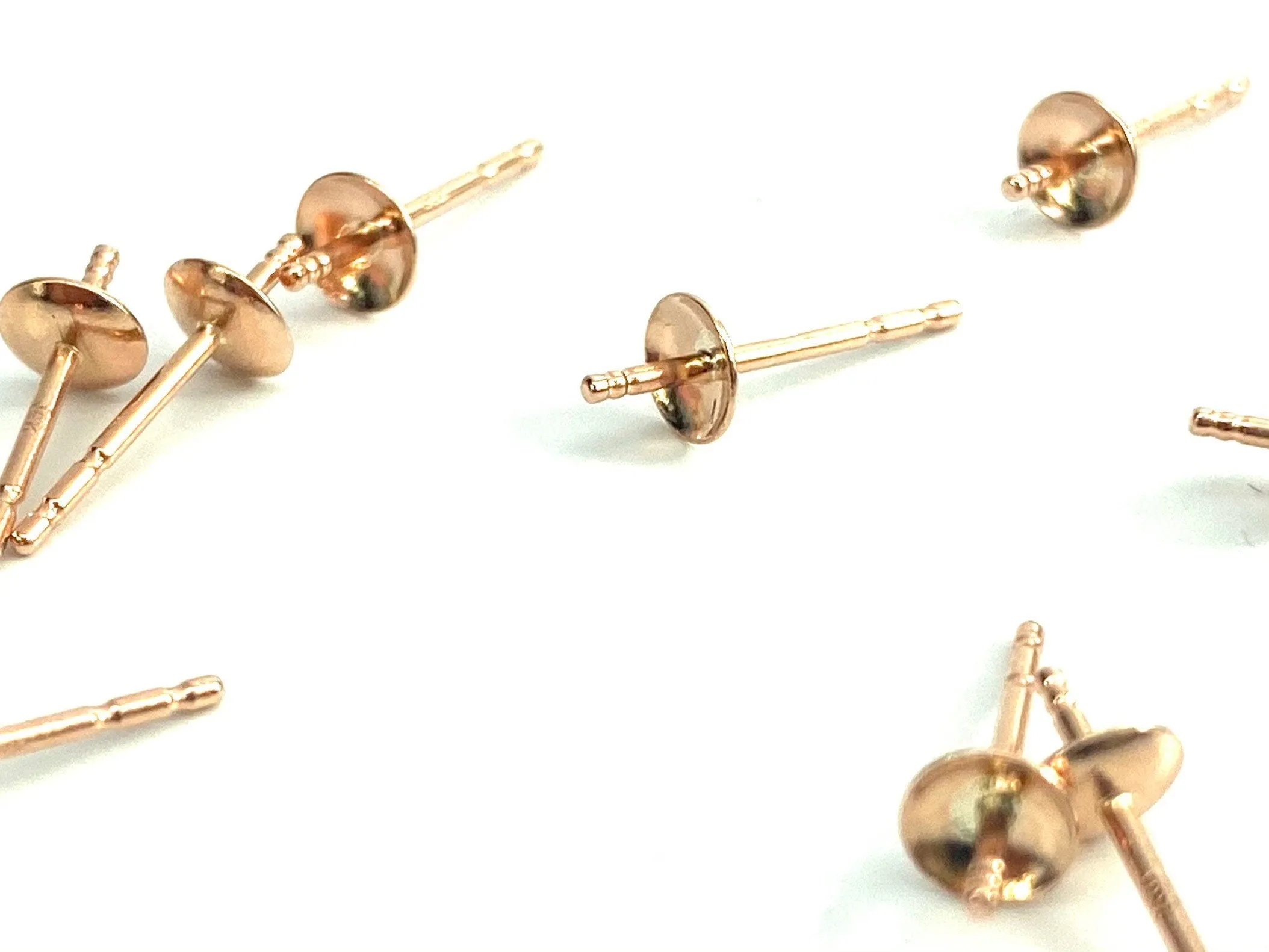 14K Solid Pink Gold Earring Post 4mm Cup