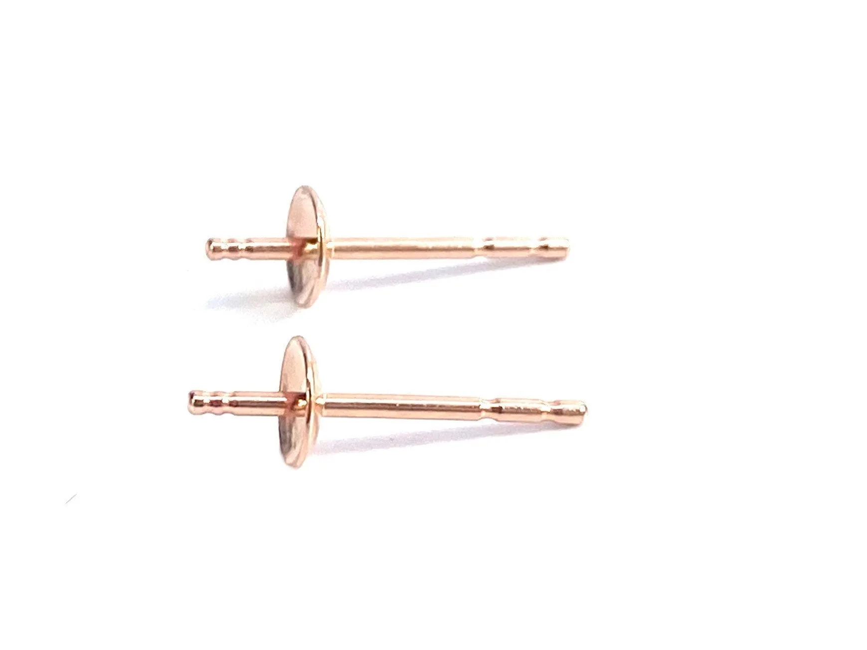 14K Solid Pink Gold Earring Post 4mm Cup