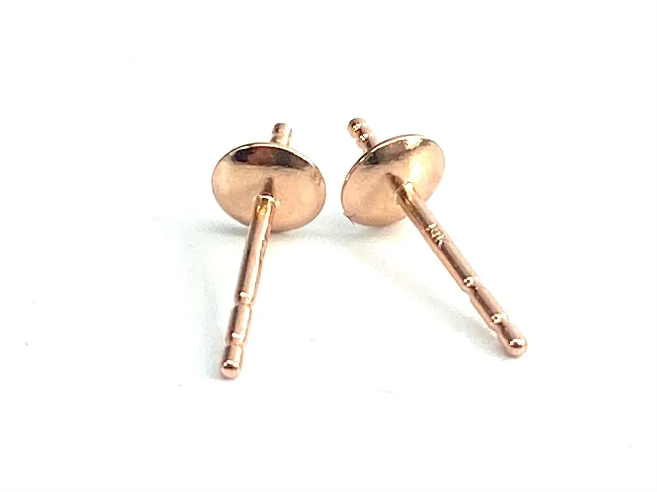 14K Solid Pink Gold Earring Post 4mm Cup