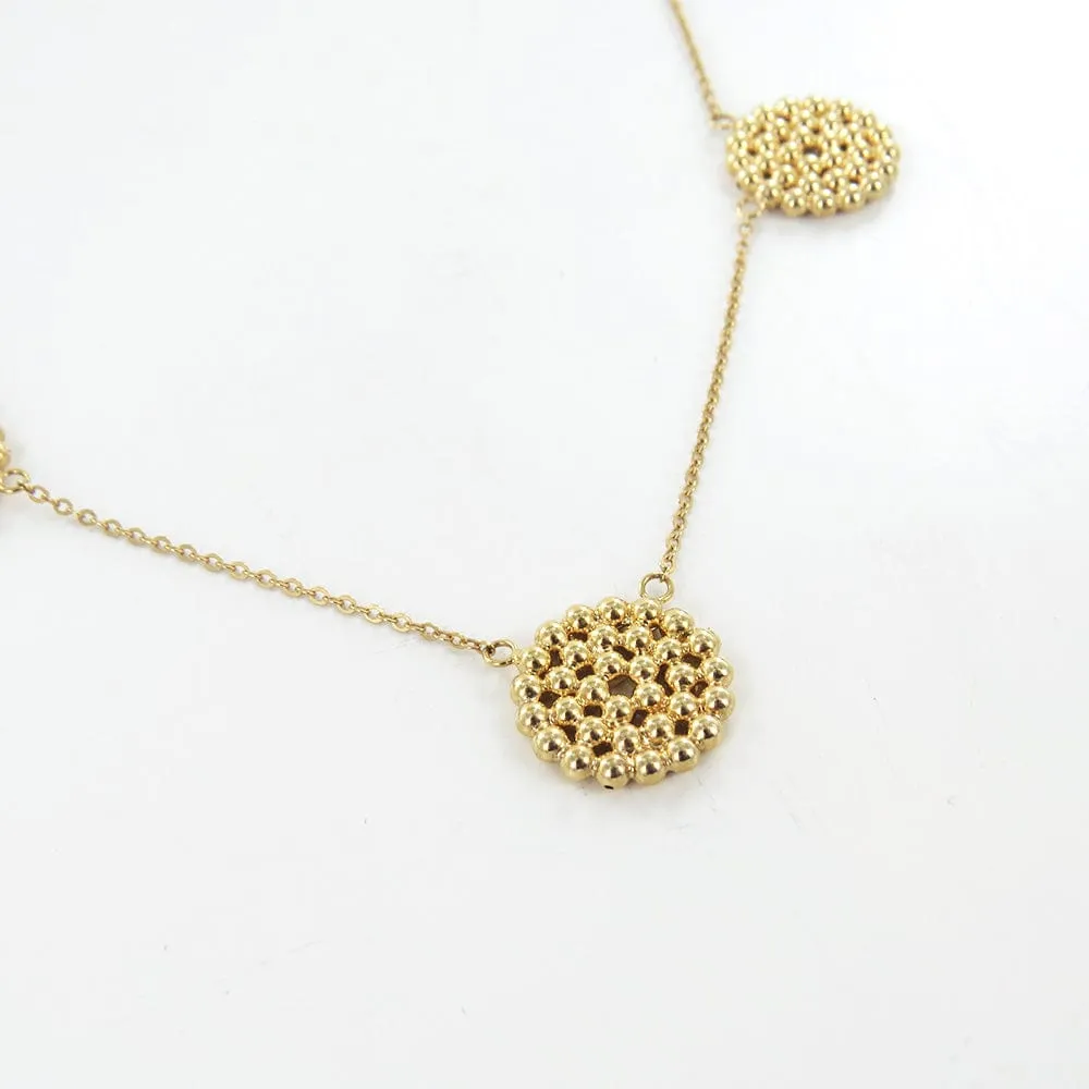 14k Triple Beaded Circle Necklace