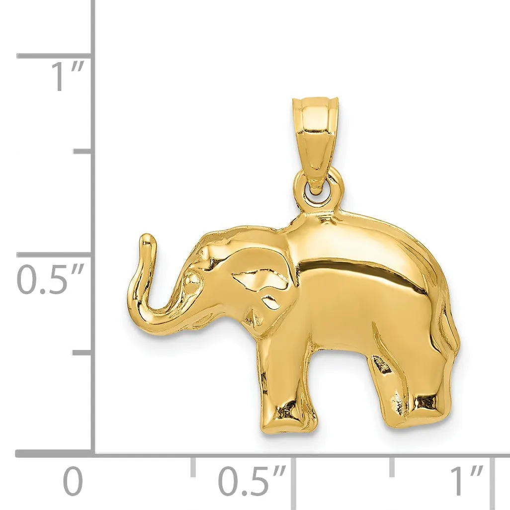 14k Yellow Gold Polished Finish Elephant Charm Pendant