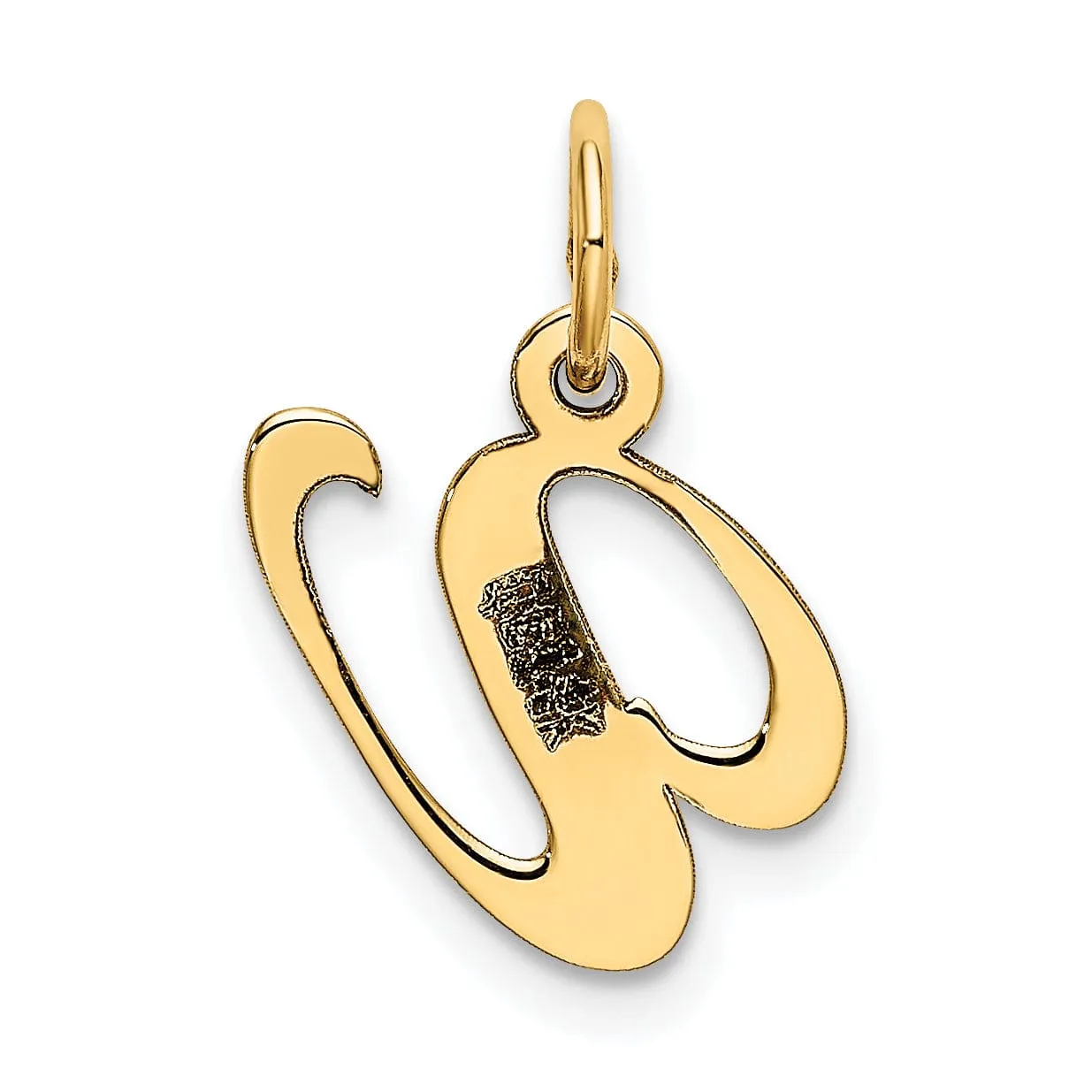 14K Yellow Gold Small Size Fancy Script Letter V Initial Pendant