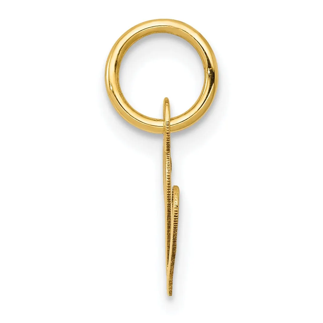 14K Yellow Gold Small Size Fancy Script Letter V Initial Pendant