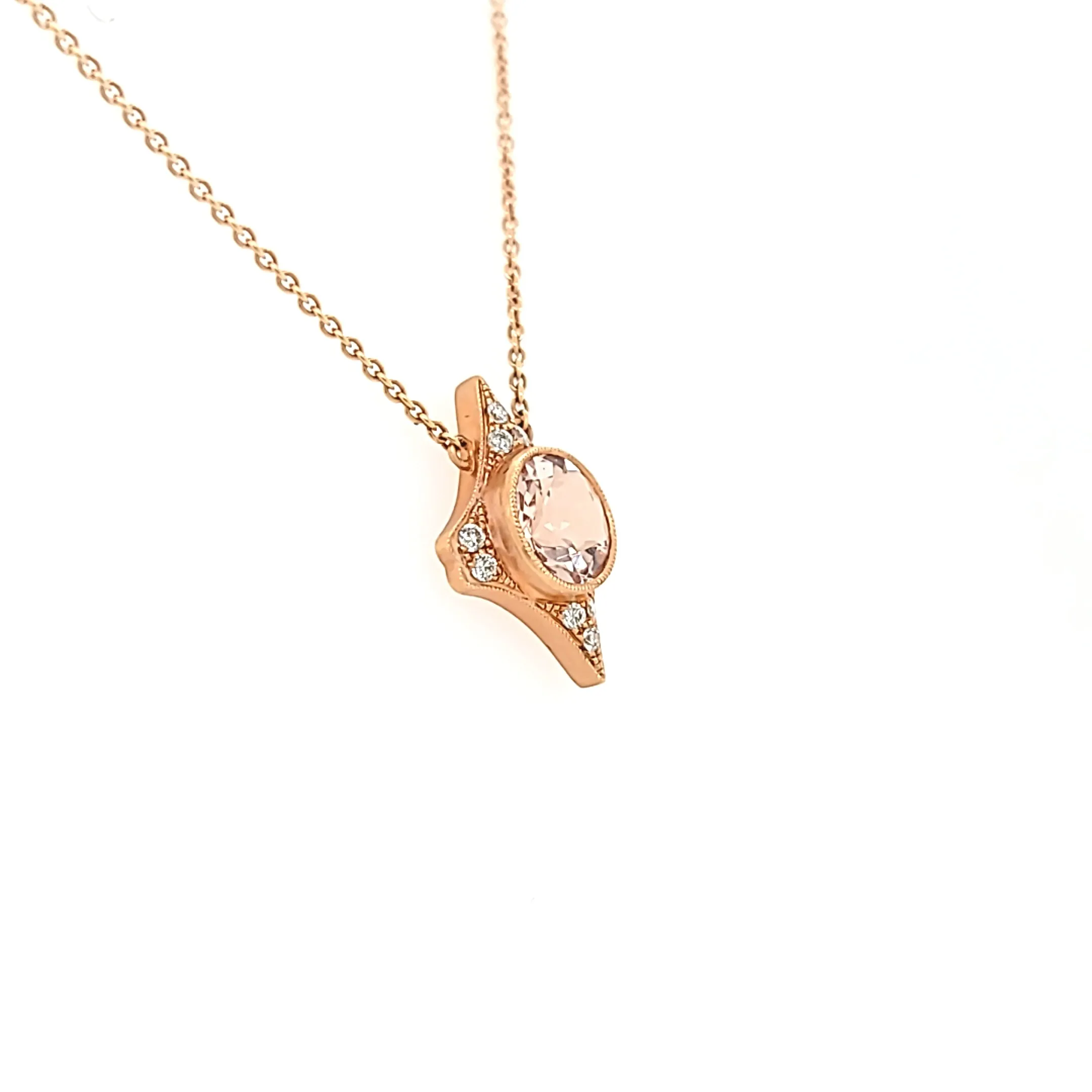 18k Rose Gold Morganite Necklace (I6622)