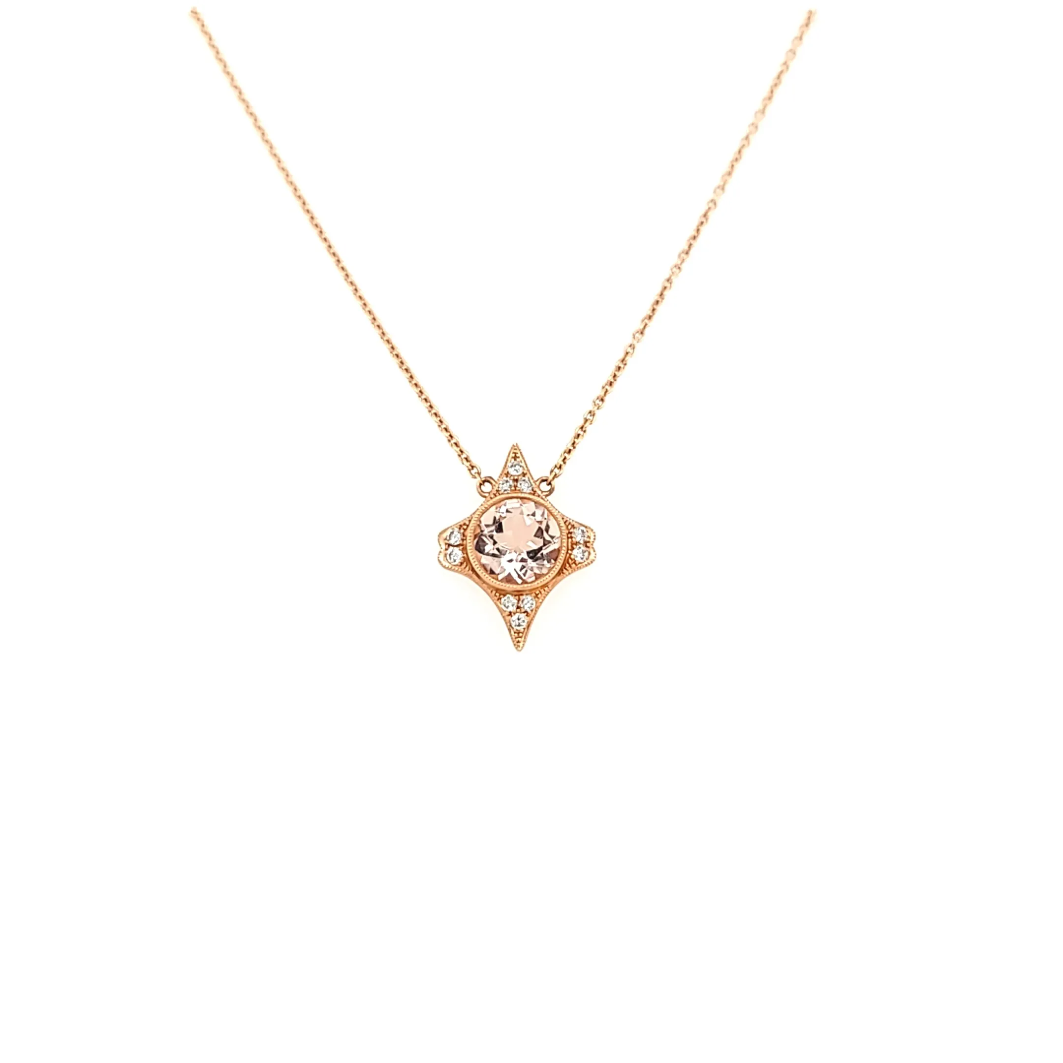 18k Rose Gold Morganite Necklace (I6622)