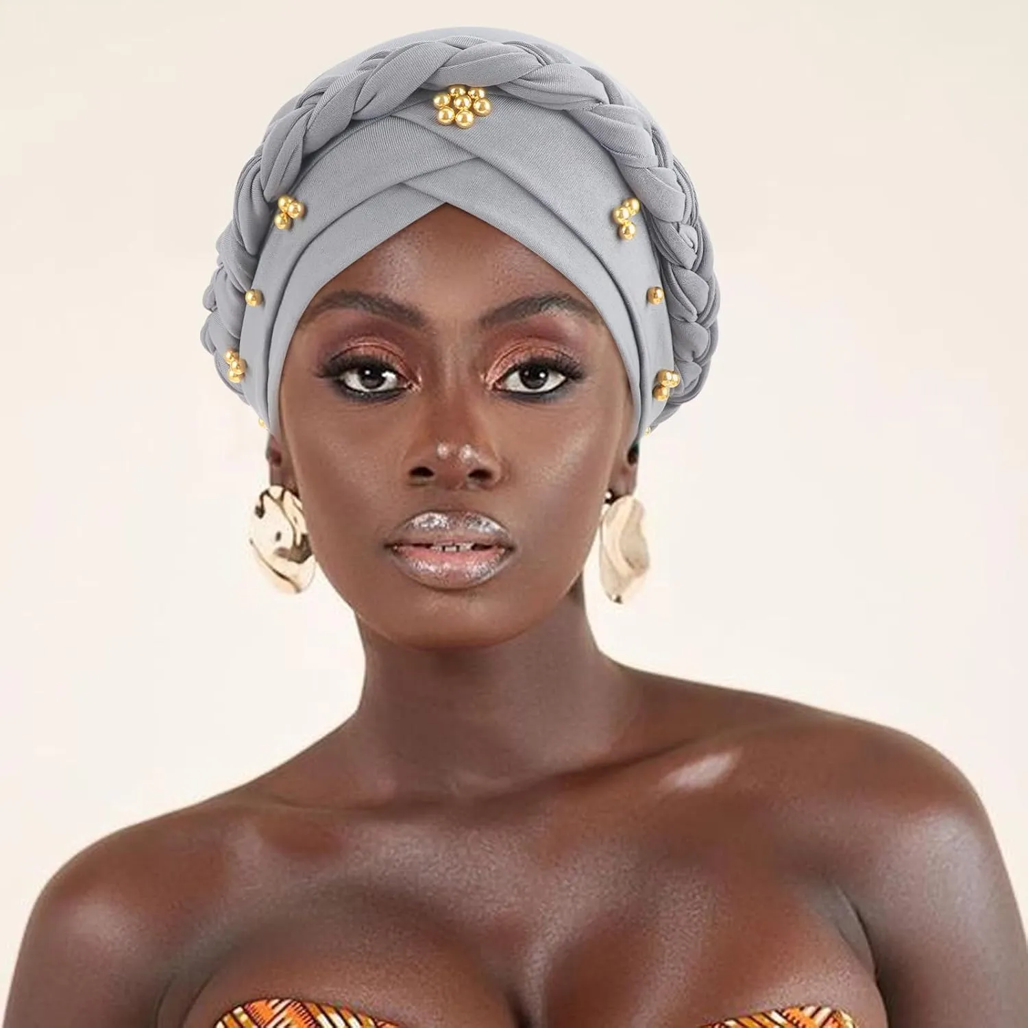 African Women Turban Caps Pre-Tied Twisted Turbans Head Scarf for Women Hair Wraps Cover Beanie Cancer Chemo Headwear