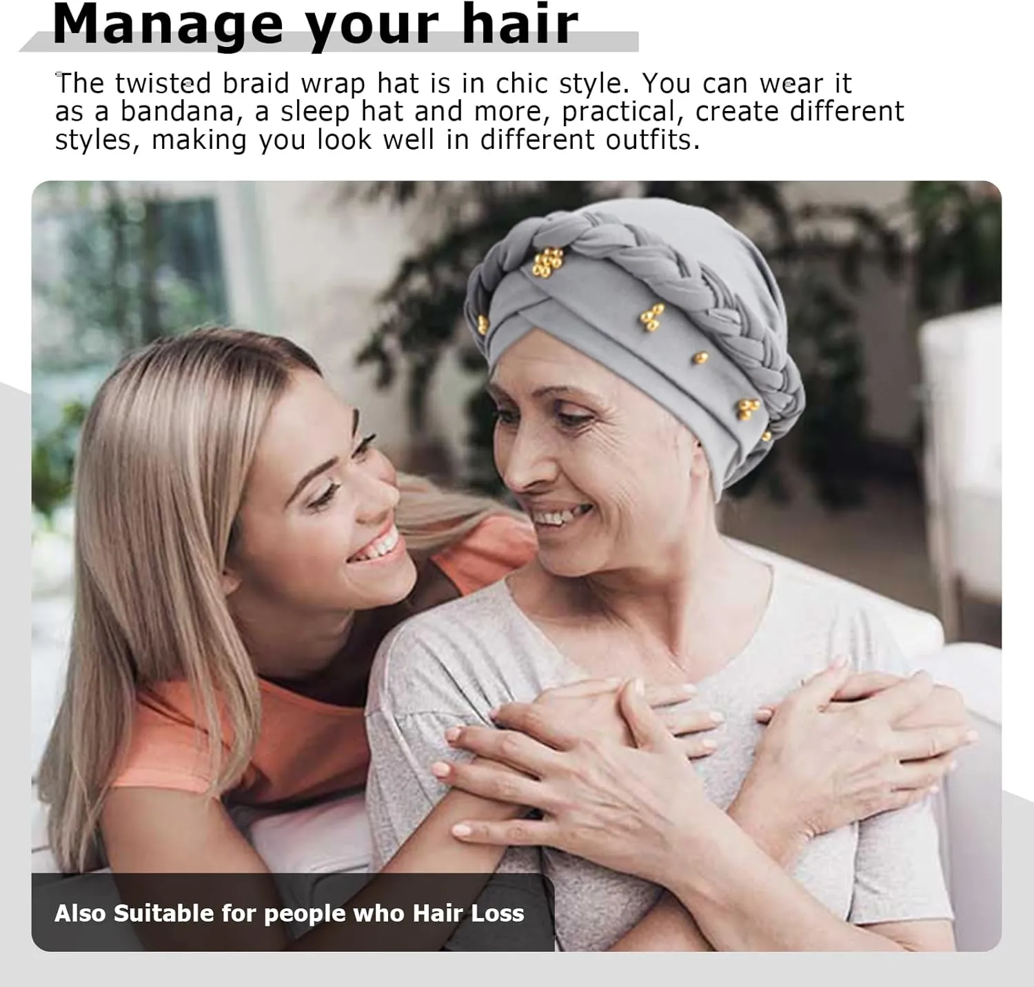 African Women Turban Caps Pre-Tied Twisted Turbans Head Scarf for Women Hair Wraps Cover Beanie Cancer Chemo Headwear