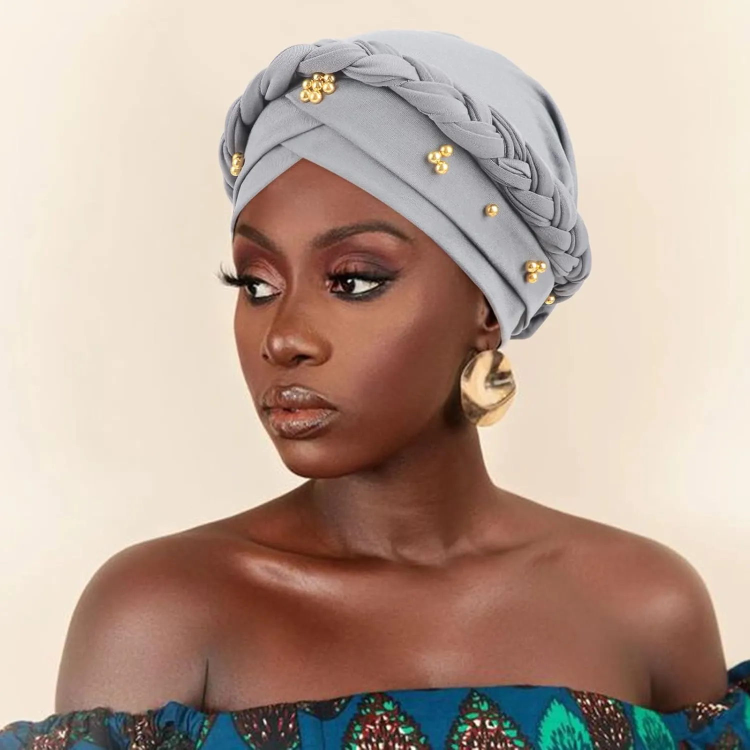 African Women Turban Caps Pre-Tied Twisted Turbans Head Scarf for Women Hair Wraps Cover Beanie Cancer Chemo Headwear