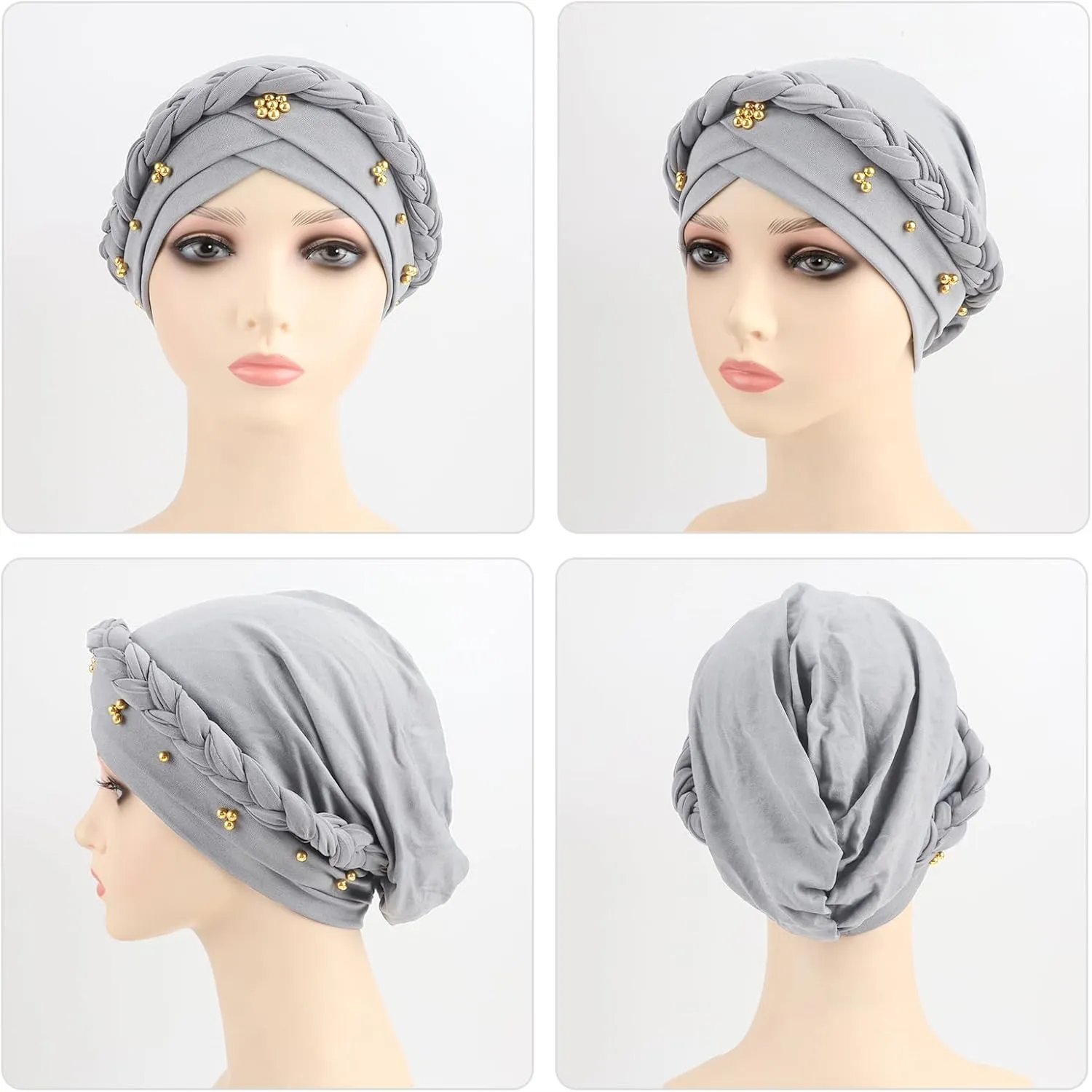 African Women Turban Caps Pre-Tied Twisted Turbans Head Scarf for Women Hair Wraps Cover Beanie Cancer Chemo Headwear