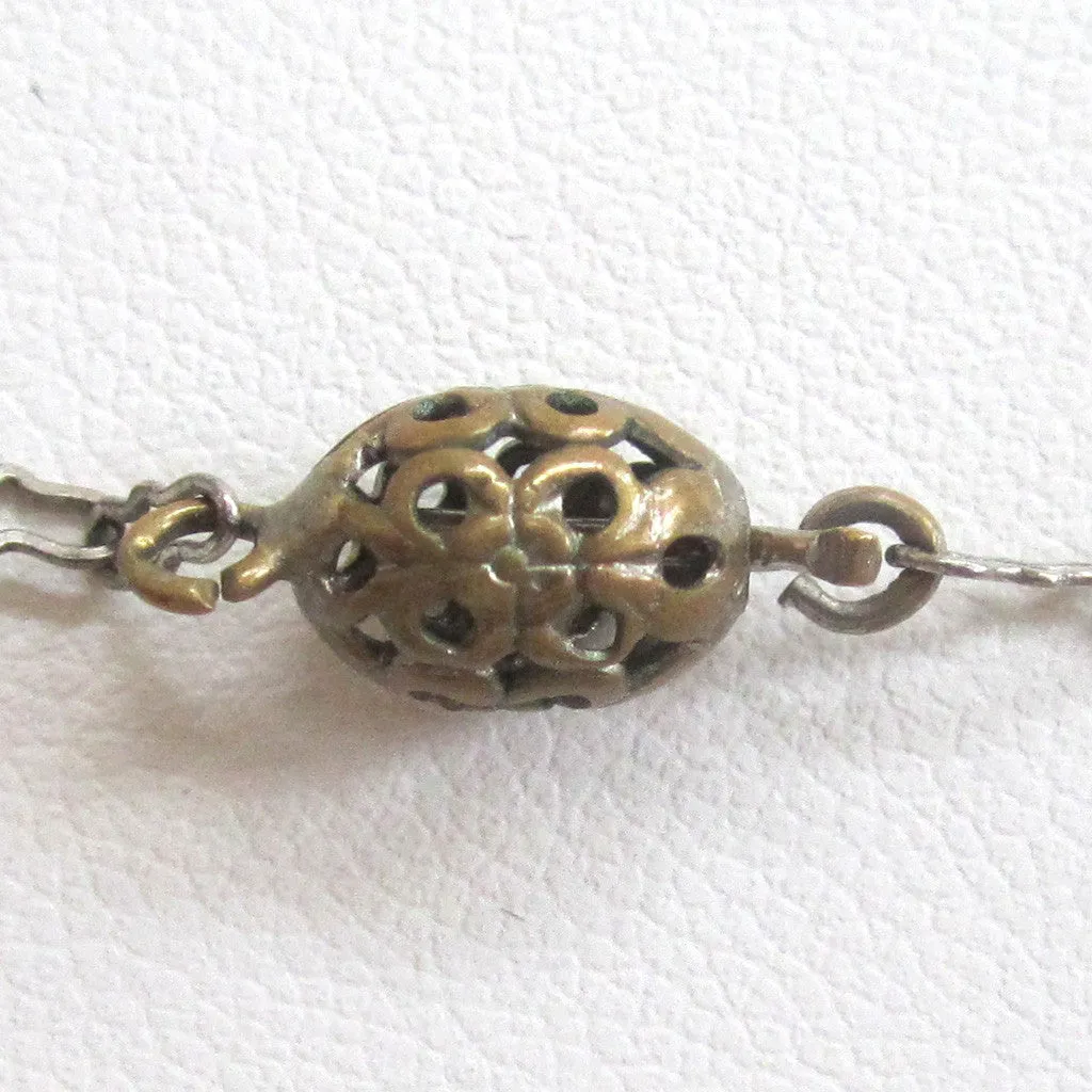 Art Deco Pink Glass Faux Pearl Floral Pendant