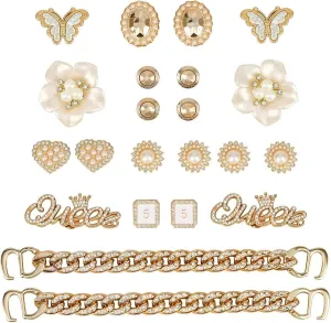 Bling Shoe Charms Girly Charms Bling Chain Shoes Accessories for Women Flower Clog Shoes Decoration Jewels Bling Cute Dcor for Girl Shoes Butterfly Jewelry Decorations for Party Favors Birthday Gifts
