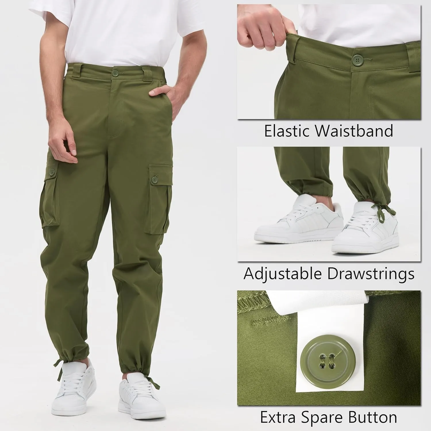 Cargo Pants for Men Baggy and Relaxed Fit Men's Casual Pants with 6 Pockets