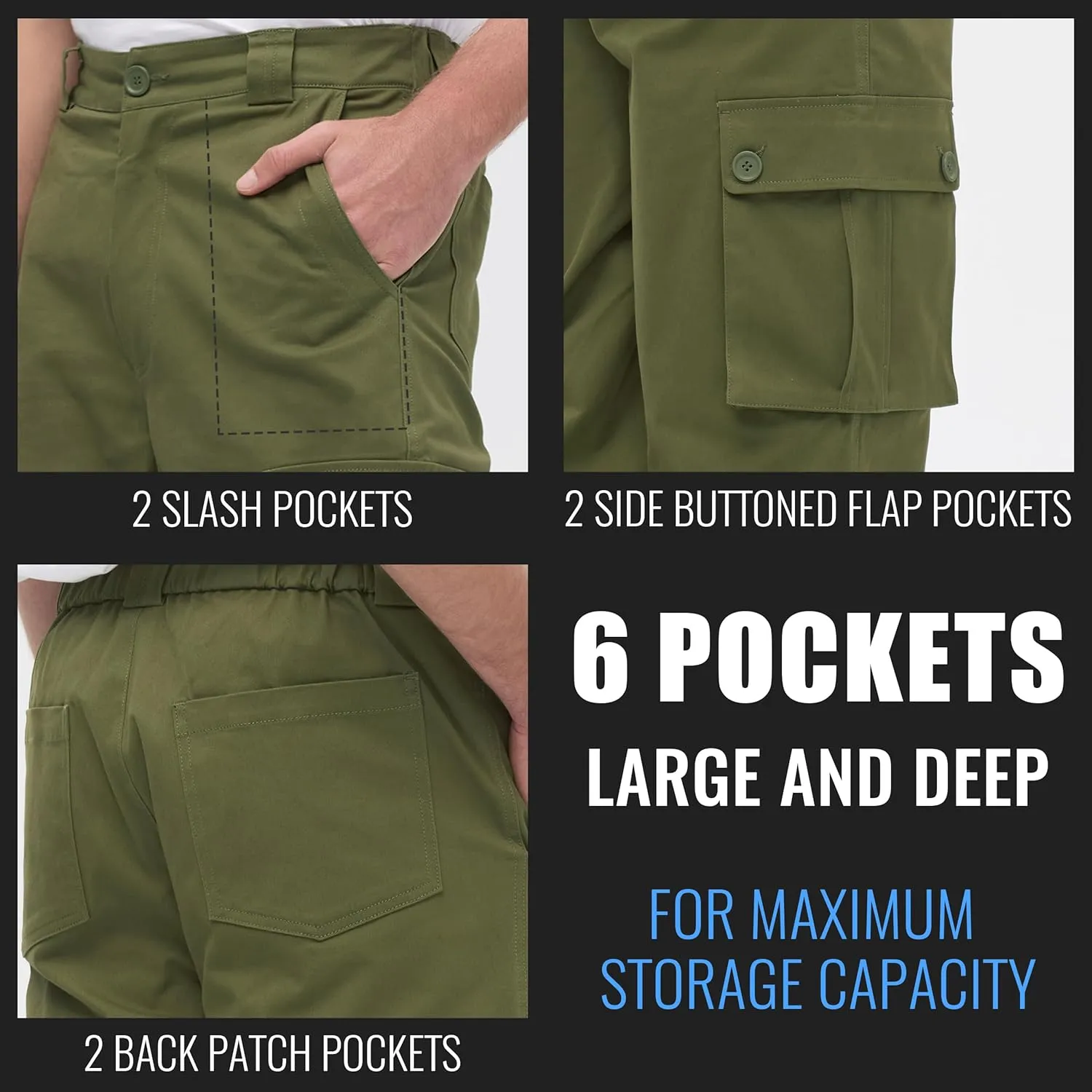 Cargo Pants for Men Baggy and Relaxed Fit Men's Casual Pants with 6 Pockets