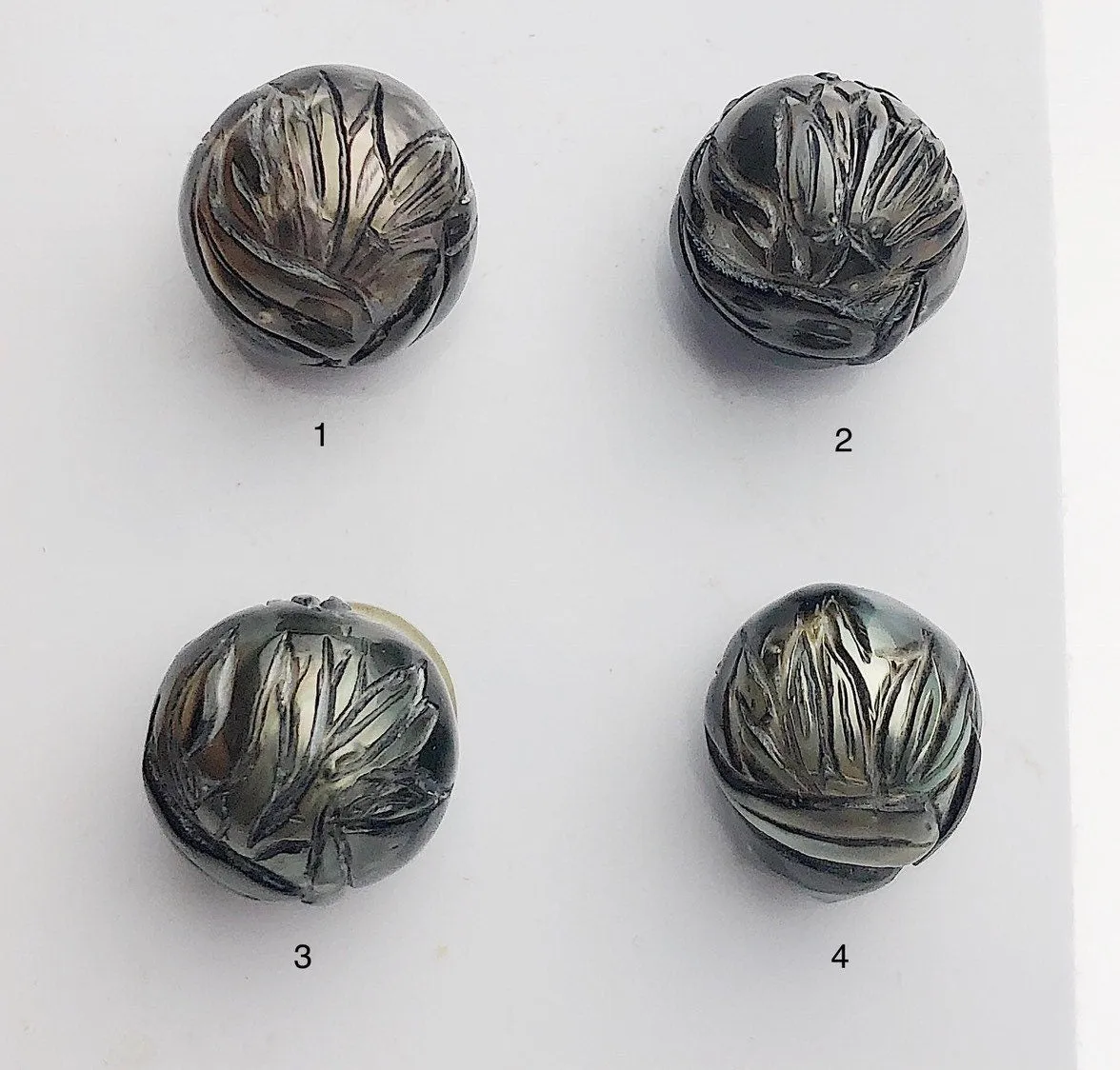 Carved Bird of Paradise Flower Tattoo Tahitian Pearl 12mm (678)