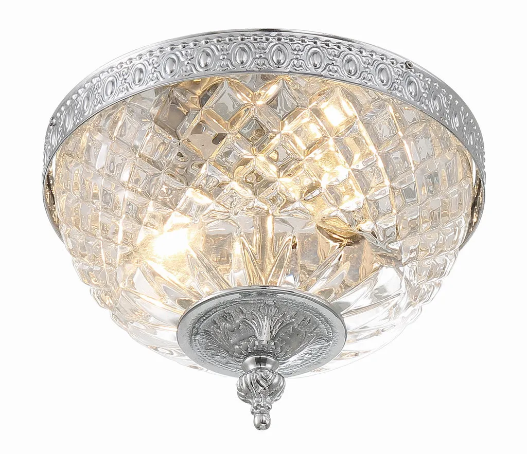 Crystorama 2 Light Polished Chrome Crystal Flush Mount