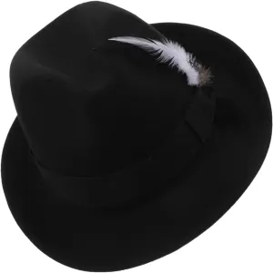 Didiseaon Men Vintage Fedora Hat Lightweight Short Brim Felt Hat with Classic Fake Decoration for Casual and