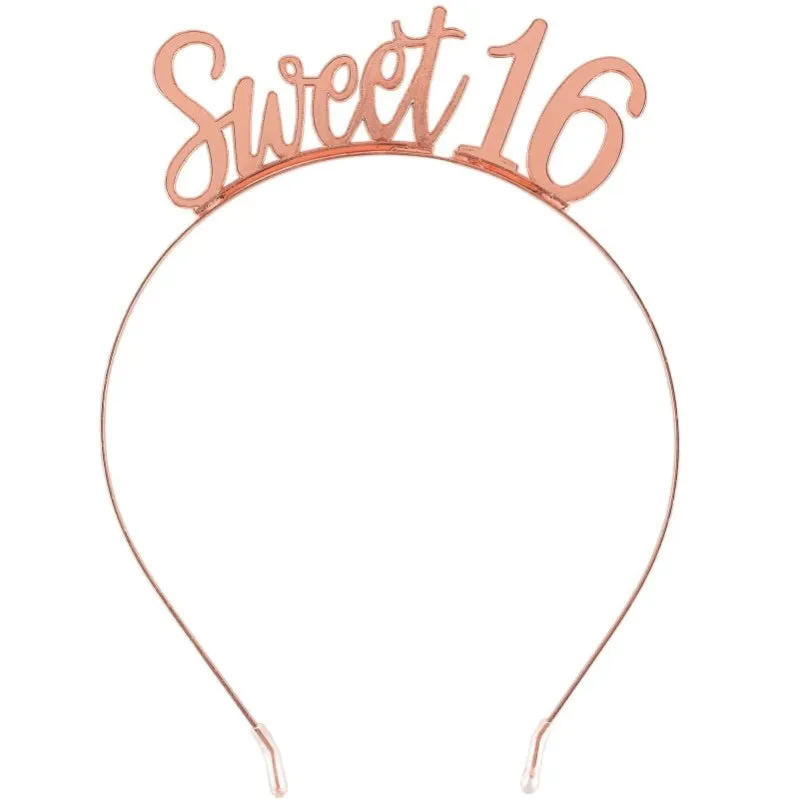 Elegant Sweet Sixteen Blush Metal Headband 16cm x 12cm Each