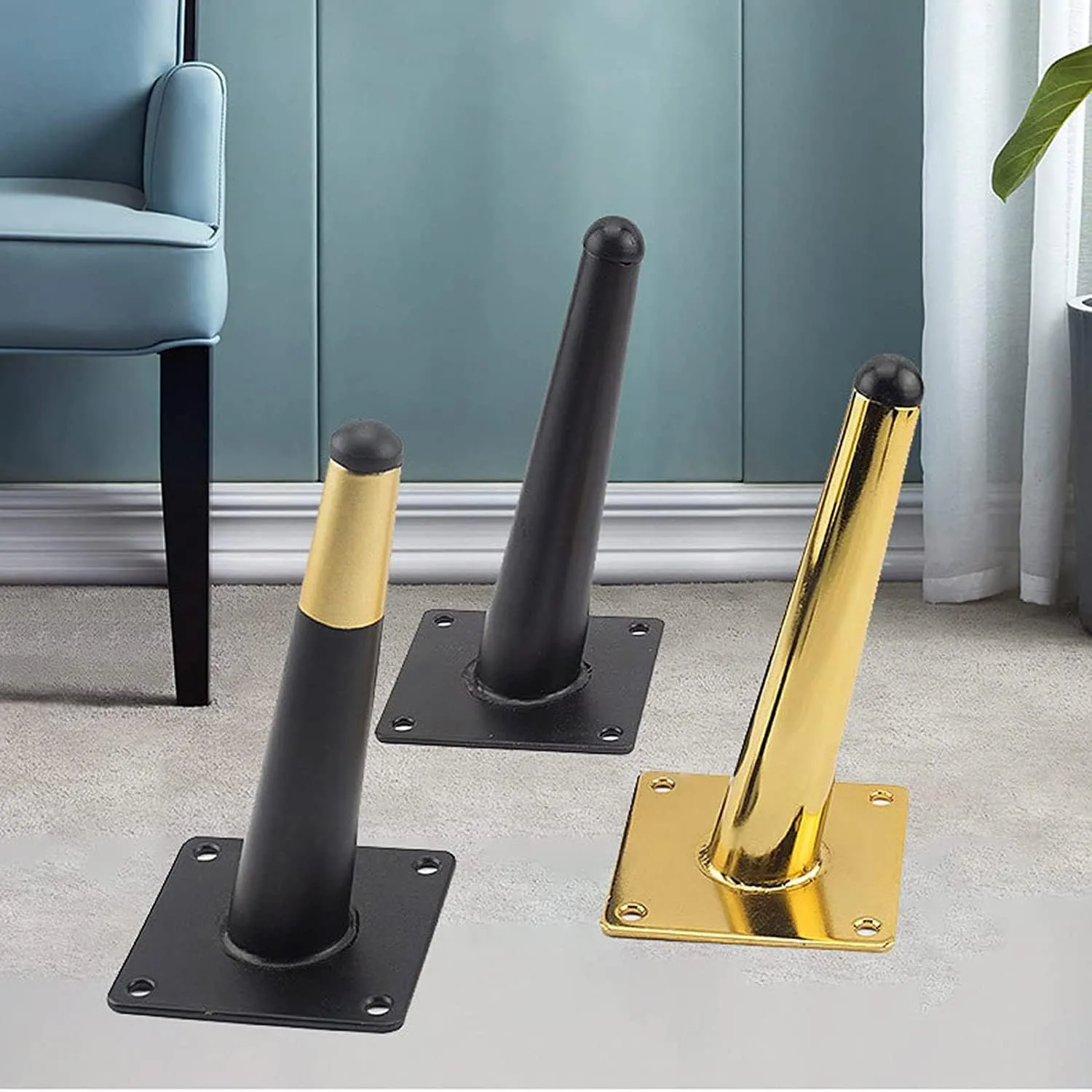 EZZON 4 Pieces Furniture Support Legs, Thickened Sofa feet, Heavy Metal Legs, TV Cabinet feet, Hardware Foot Accessories, for Coffee Table, Bathroom,Gold-35cm/13.8in