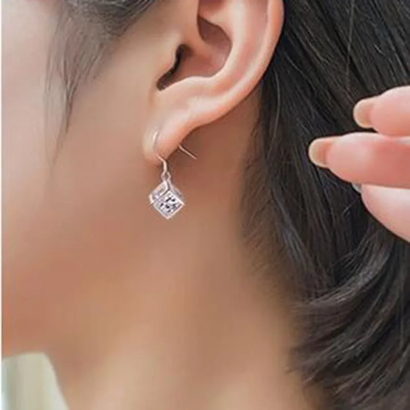 Fashion Jewelry Cube Zircon Jewelry Set for Her in 925 Sterling Silver