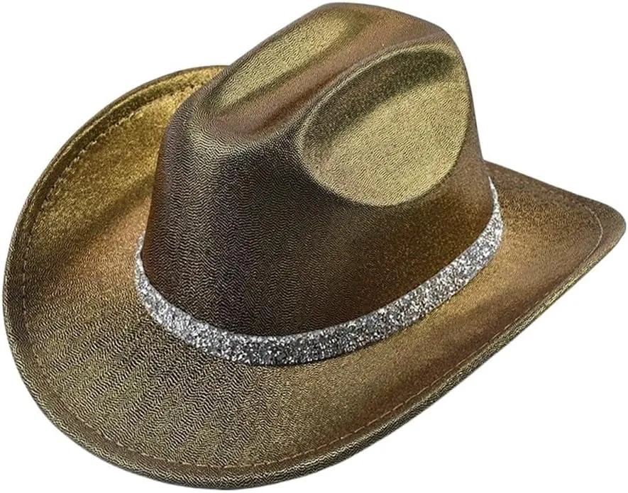 Felt Wide Brim Cowgirl Hats Fedora Hat with Rhinestone Ribbons Festival Party Wedding Party Jazz Hats Cowgirl Hat(7)