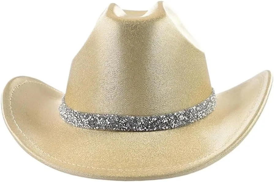 Felt Wide Brim Cowgirl Hats Fedora Hat with Rhinestone Ribbons Festival Party Wedding Party Jazz Hats Cowgirl Hat(7)