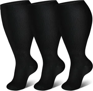 Genovega 3 Packs Wide Calf Compression Socks for Women Men Knee Hight S/M-4XL for Gifts
