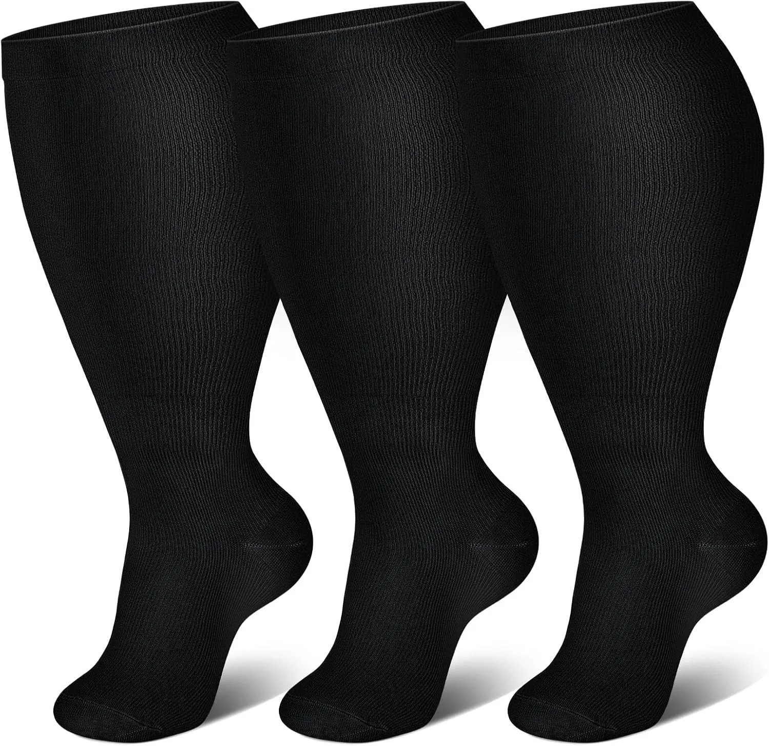 Genovega 3 Packs Wide Calf Compression Socks for Women Men Knee Hight S/M-4XL for Gifts