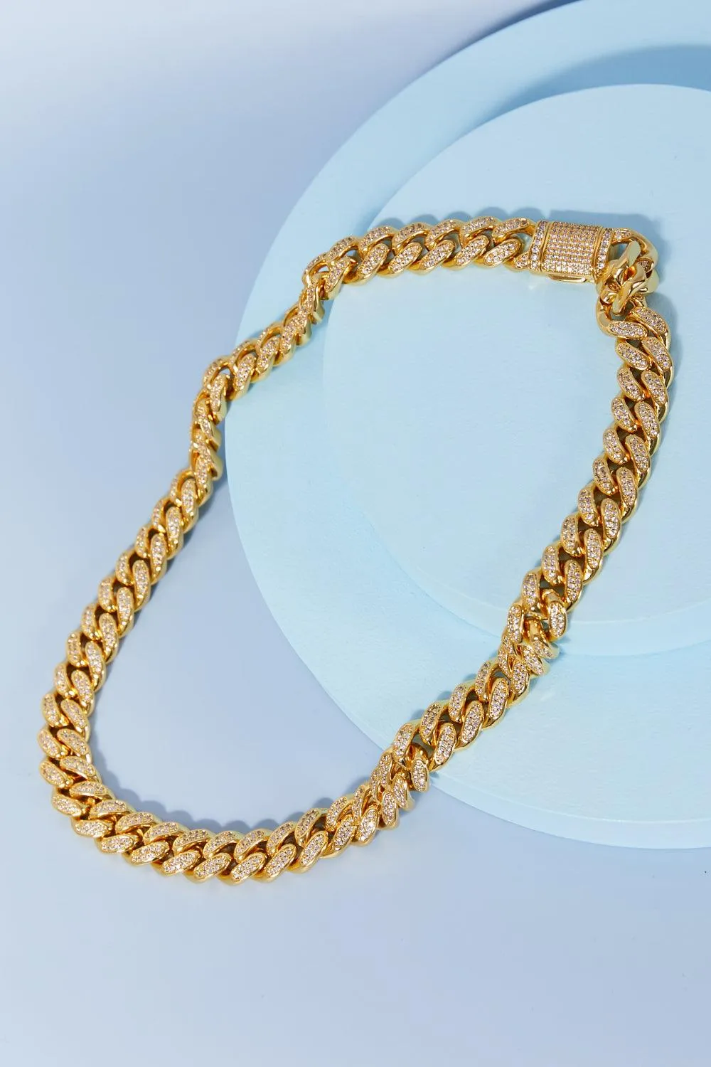 GNJ MANUFACTURING Cubic Zirconia Curb Chain Necklace