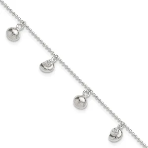 Goldia Sterling Silver 9inch Polished Sea Shell Anklet