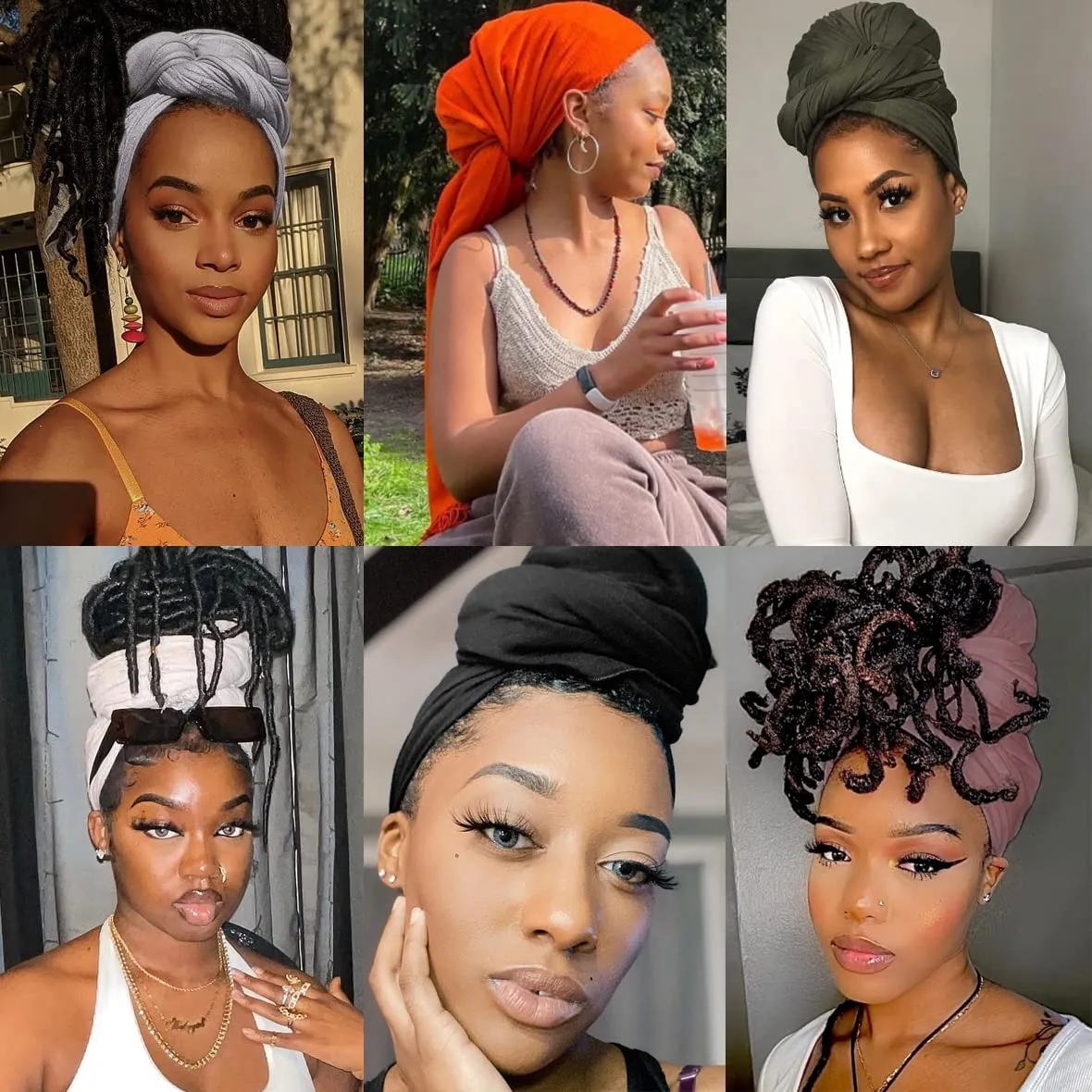 Kachanaa 4 Pieces Solid Color Stretch Knit Head Wrap Extra Long African Head Scarf Breathable Turbans for Black Women