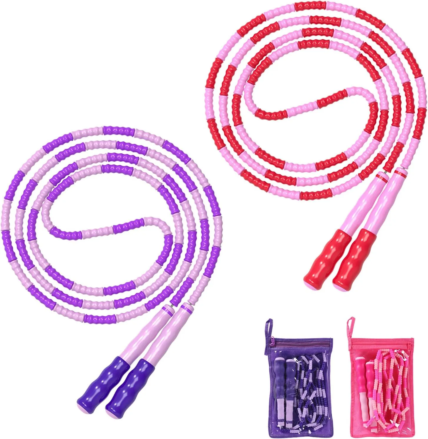 Leeboom Jump Rope, Adjustable Length Tangle-Free Segmented Soft Beaded Skipping Rope, Fitness Jump Rope for Kids, Man, and Women Weight Loss 9.2 Feet