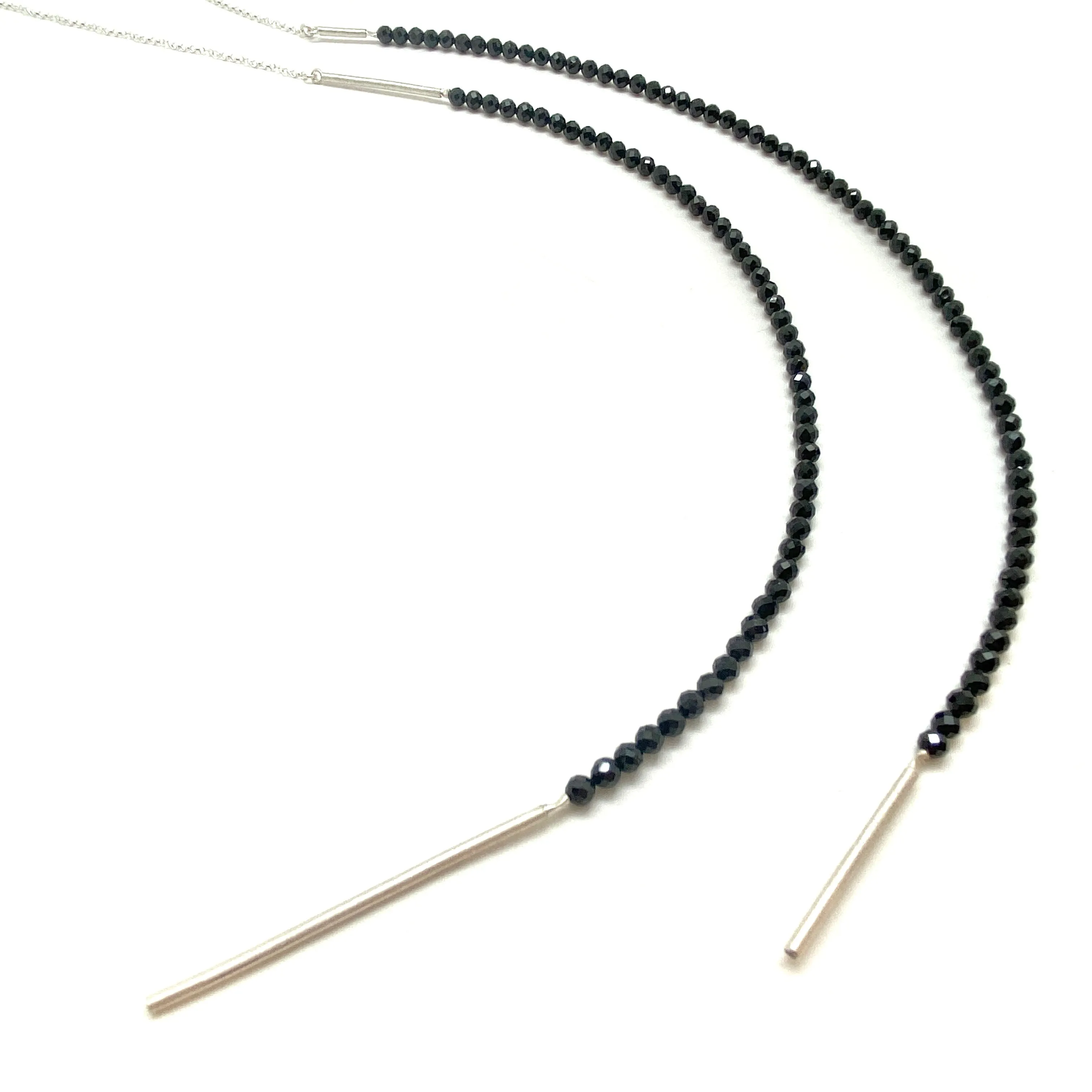 Long Spinel Silver Drape Necklace