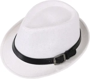 Men & Women's Miami Structured Straw Fedora Hat w/PU Leather Band