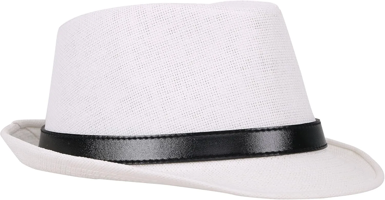 Men & Women's Miami Structured Straw Fedora Hat w/PU Leather Band