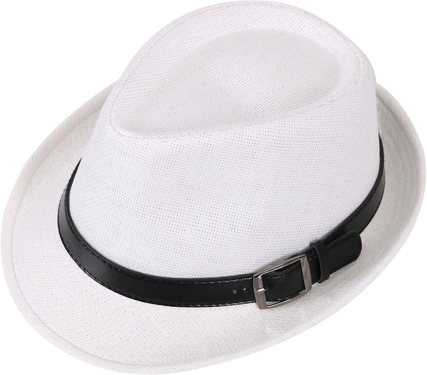 Men & Women's Miami Structured Straw Fedora Hat w/PU Leather Band