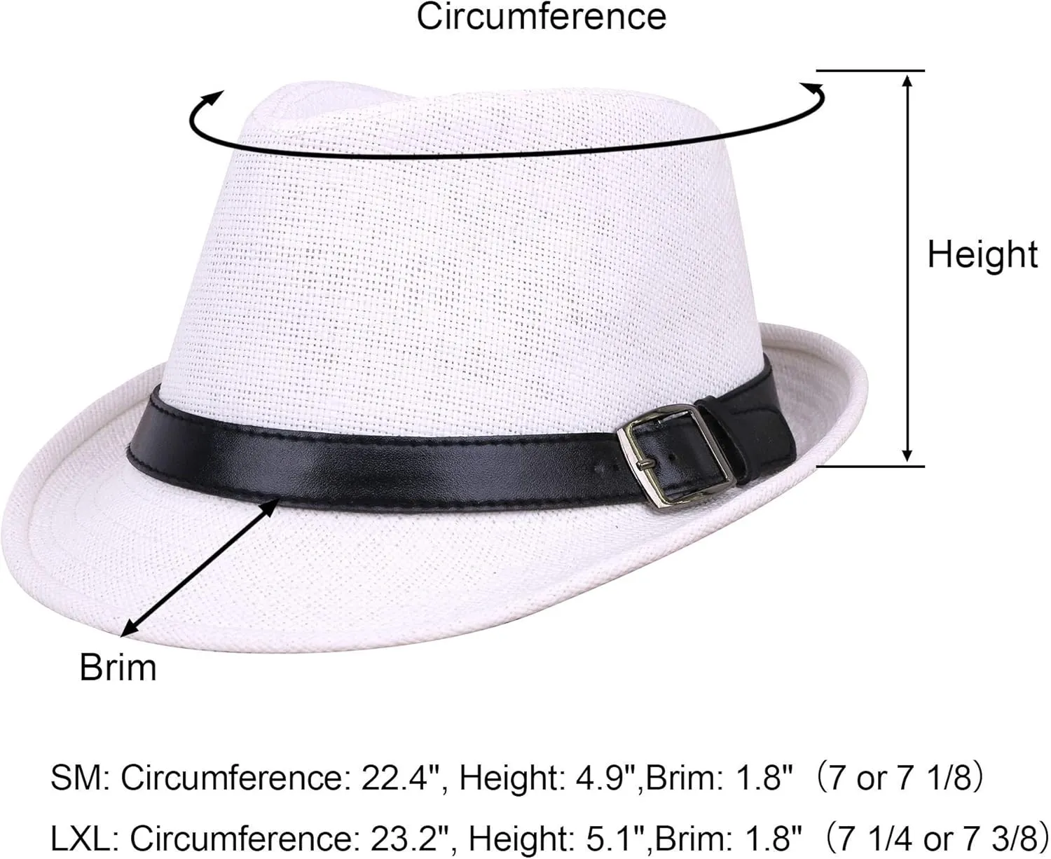 Men & Women's Miami Structured Straw Fedora Hat w/PU Leather Band