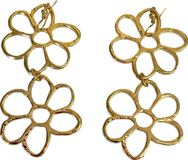 Metallic Flower Detailed 2-piece Necklaces And Earrings Set