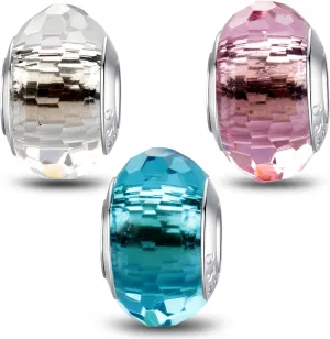 MICOO 925 Sterling Silver Charms for Bracelets,Fashion DIY Dangle Pendants Beads Simulated Birthstone Charms,Birthday Gifts for Women