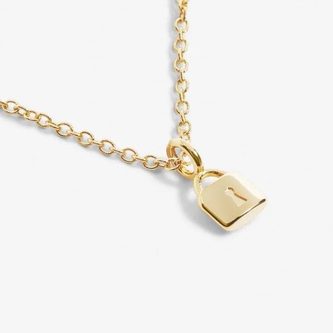 Mini Charms Lock Gold Plated 46cm   5cm Necklace 7046