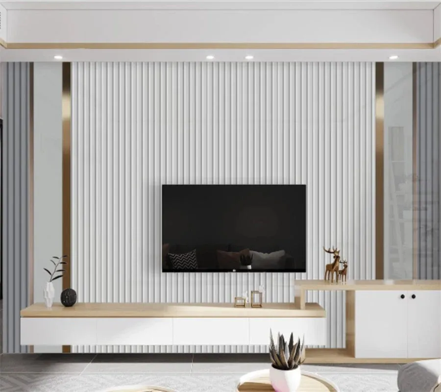 Modern Grille Wood Grain Striped Wallpaper