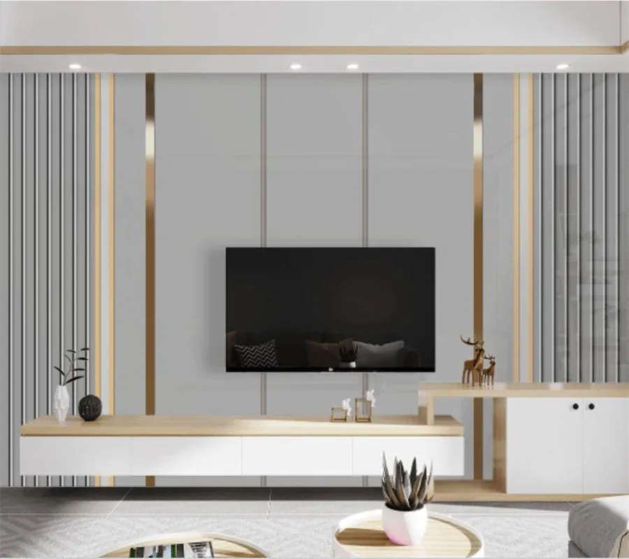 Modern Grille Wood Grain Striped Wallpaper