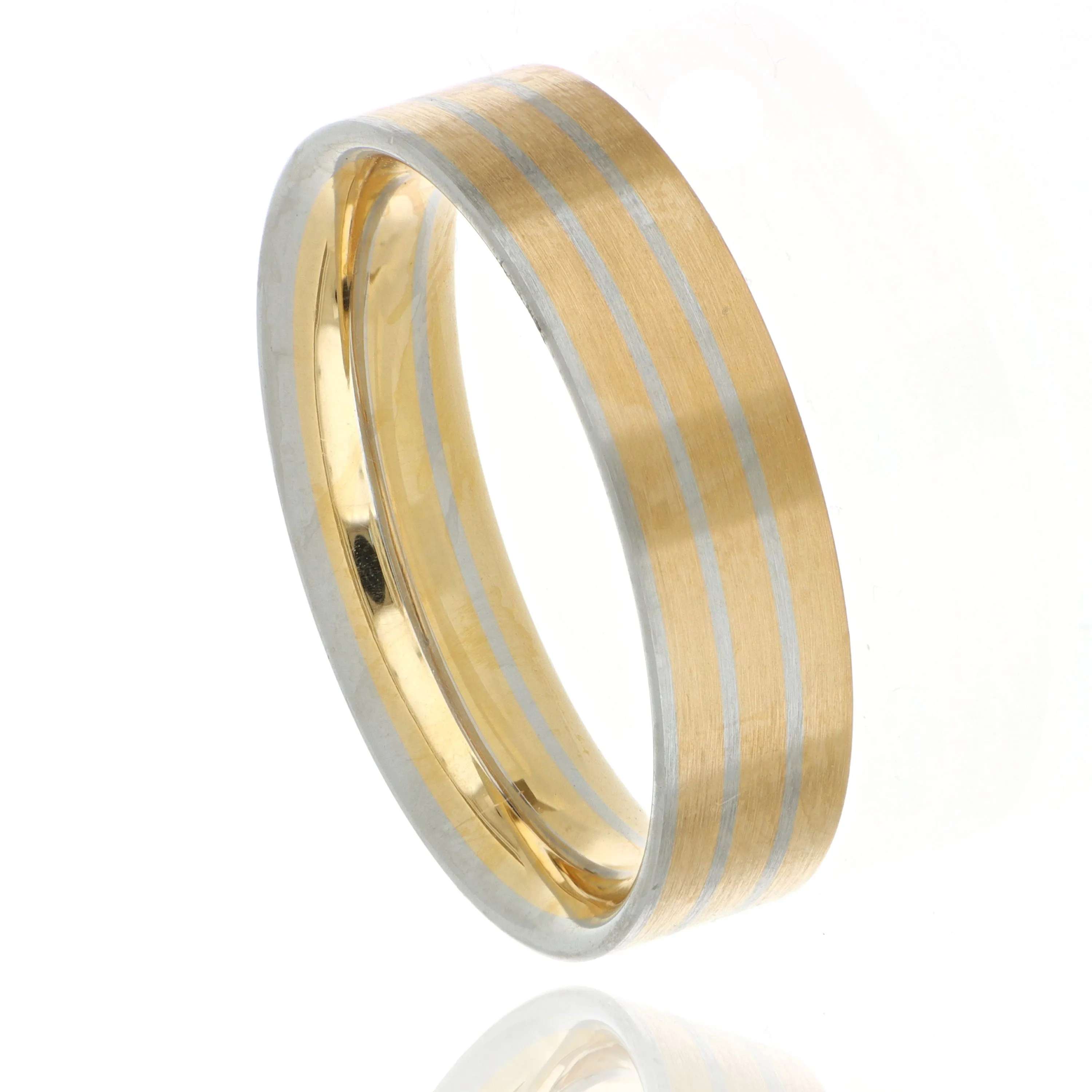 Platinum and 18k Rose Gold Striped Men's Wedding Band